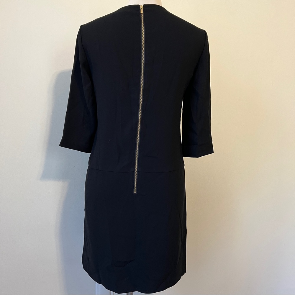 Tibi Black Lace Up Slit Dress Size 0 Gold Zip Back edgy mini lbd women’s - Picture 2 of 9